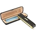 East top 16 Holes 64 Tones Chromatic Harmonica Key of C, Chromatic Mouth Organ Harmonica For Adults, Professionals and Students (BK)