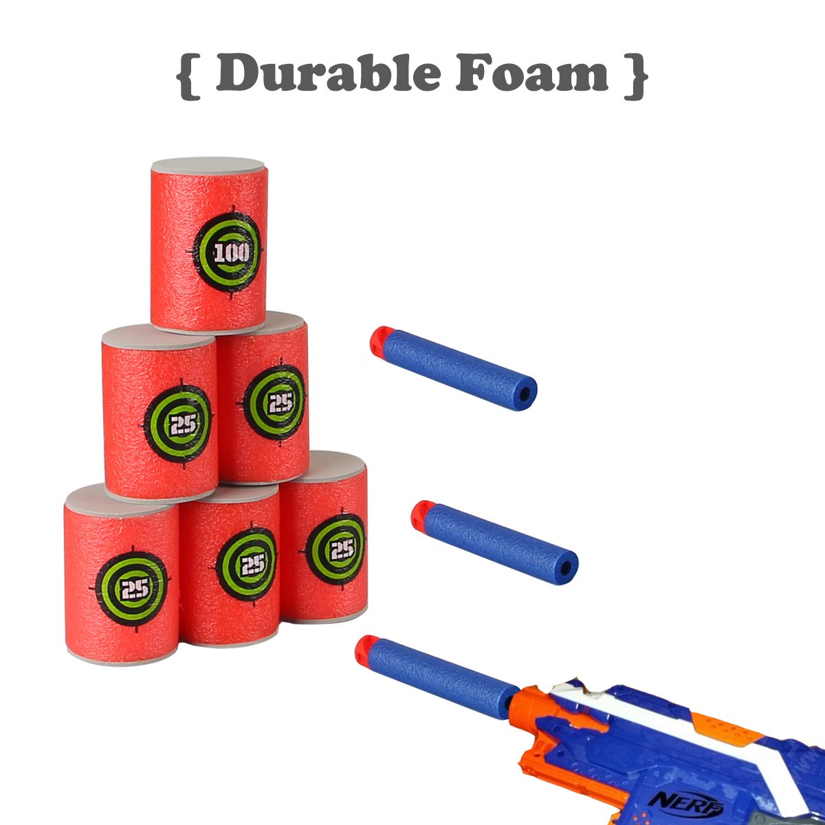 Dreampark Bullet Darts Target for Nerf N-Strike Elite Series Blasters 24pcs Pack Soft EVA Material (Red)