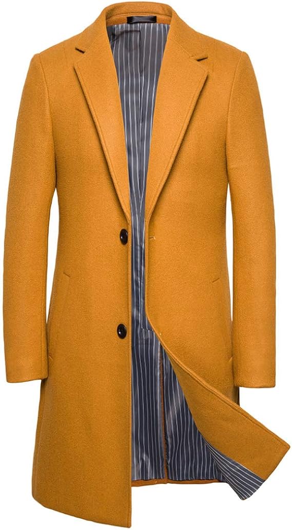 Amazon チェスターコート メルトン メンズ 秋冬 ロング丈 紳士服 大きいサイズ ボタン 防寒 暖かい カジュアル 修身 ファッション かっこいい ビジネス 通勤 お出かけ ラシャコート 無地 ブラック イエロー グレー M 6xl コート ジャケット 通販