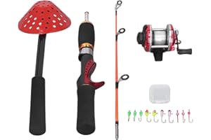 Ice Fishing Rod Reel Combos, 22in Ultralight Winter Ice Fishing Rod Reel, Fast Action Ice Fishing Pole Tackle Walleye Perch P