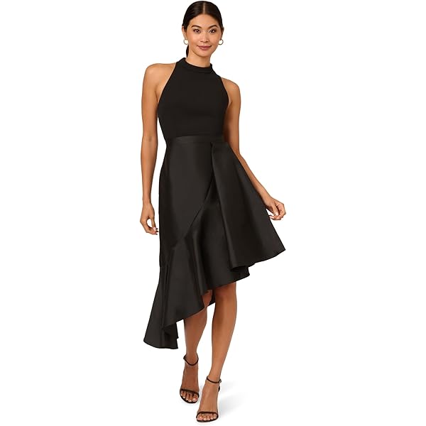 adrianna papell black tuxedo dress Adrianna Papell Long Sleeve Taffeta Tuxedo Gown main image 0