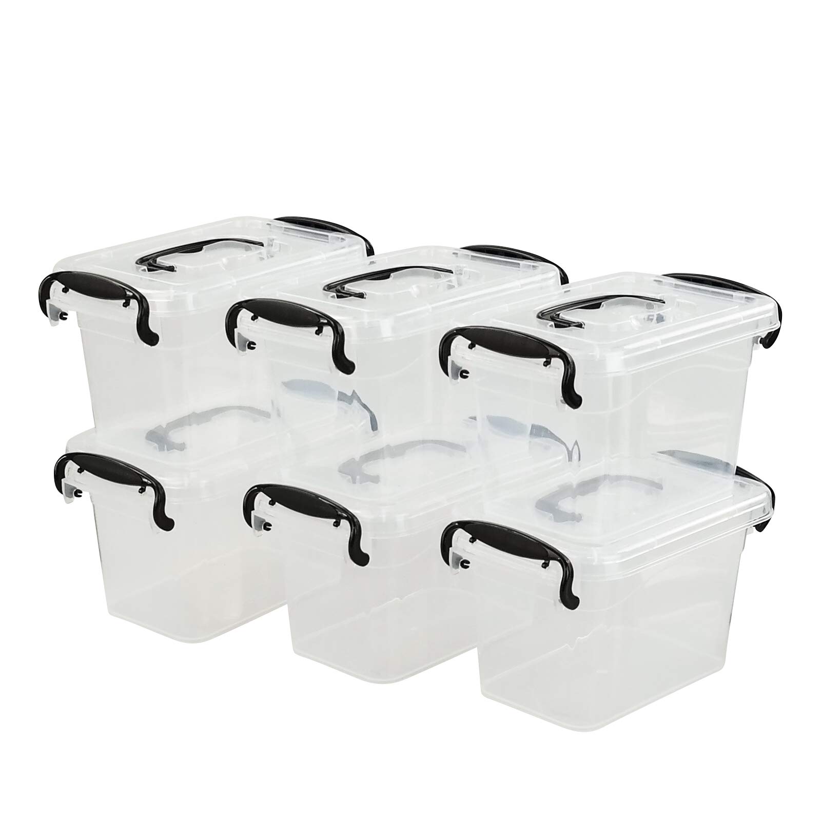 Gitany Mini Transparent Plastic Latch Box, 6 Packs Storage Boxes with Handle
