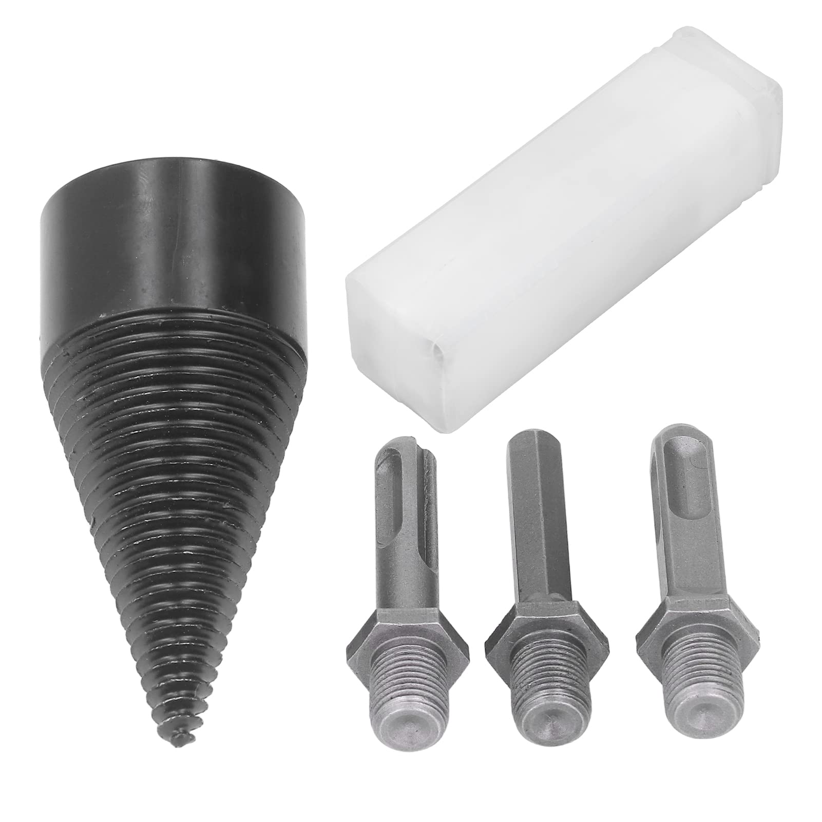 Hyuduo Wood Splitter Drill Bit Set 4pcs 42mm Carbon Steel Hex Shank Spiral Flute Drill Bits for Log Splitting, Firewood Preparation & Wood Splitting