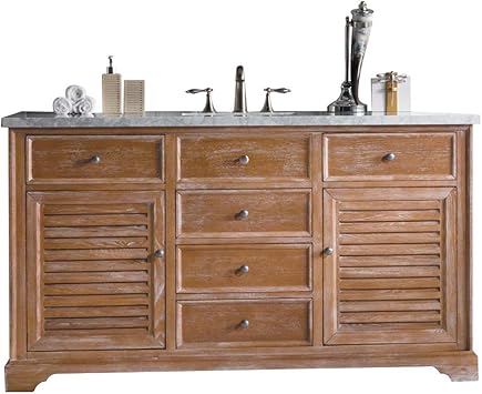 Savannah 60 Single Vanity Cabinet Driftwood With 3 Cm Classic White Quartz Top W Sink Amazon Com