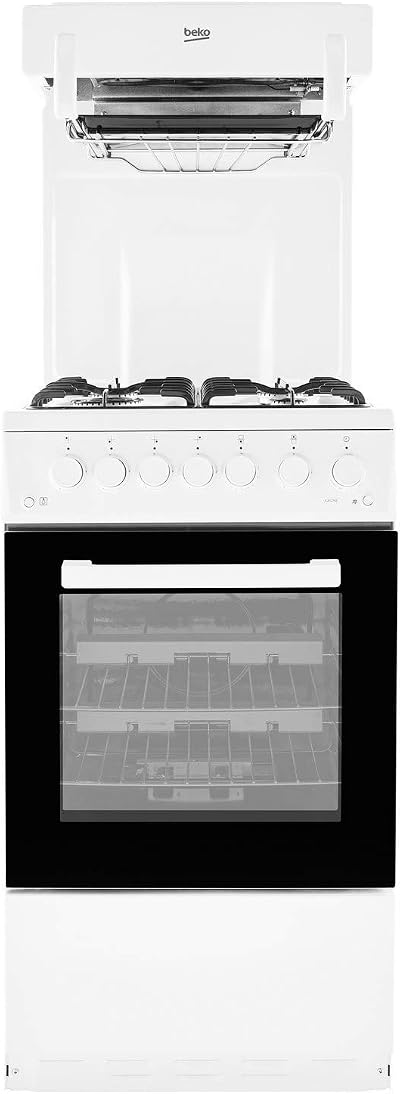 Beko KA52NEW Gas Cooker Eye Level Grill White 4 Burner 62L Oven