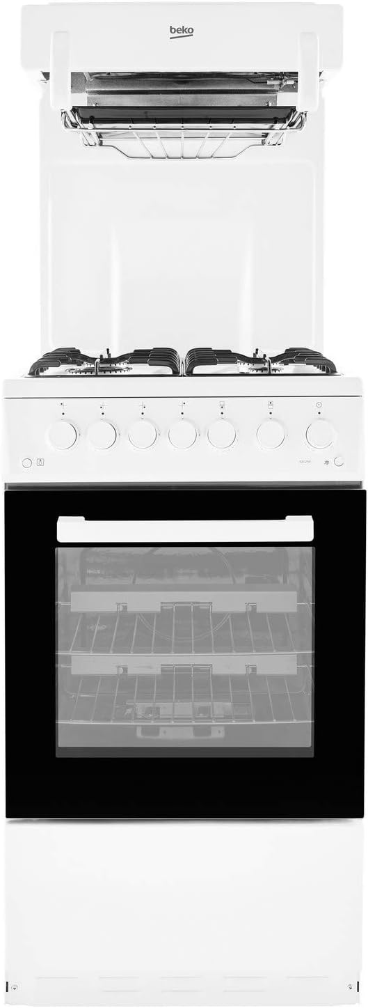 Beko KA52NEW Gas Cooker Eye Level Grill White 4 Burner 62L Oven
