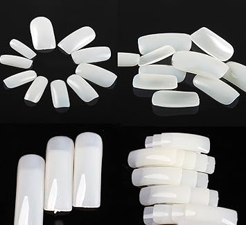 FOK Set Of 200Pc Professional/Personal Reusable French Long Acrylic False Fake Nails White Color DIY Decoration Artificial White Nailart Tip Accessory