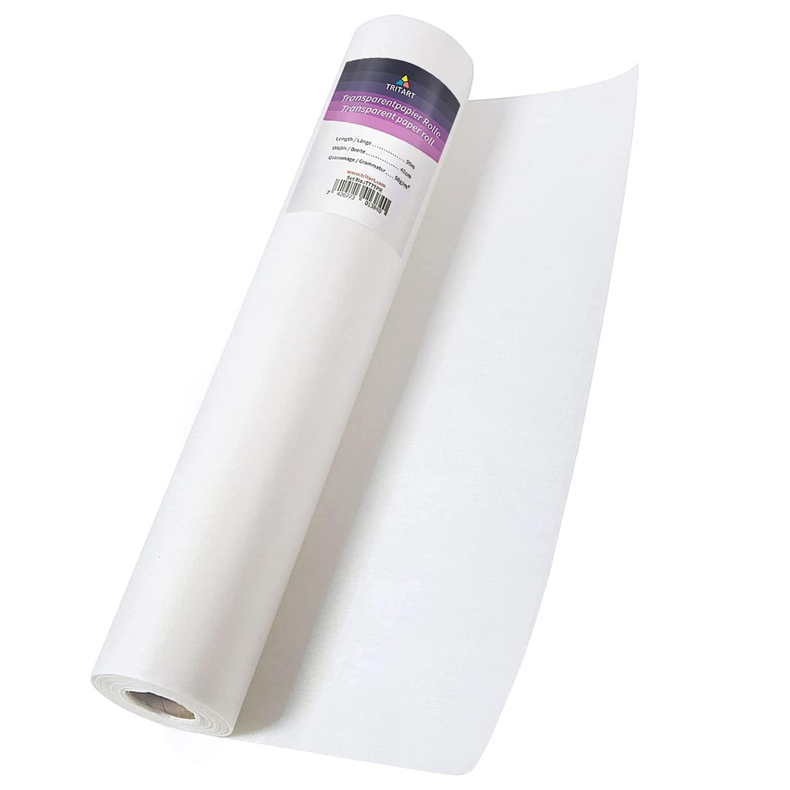 Photo 1 of Tritart White Tracing Paper Roll 16 inch x 164 feet - 50 g/m² Sewing Pattern Paper for Ink, Pencil & Markers - Trace Paper for Sewing&Dressmaking - Sketch & Drafting Paper roll - Sewing Tracing Paper