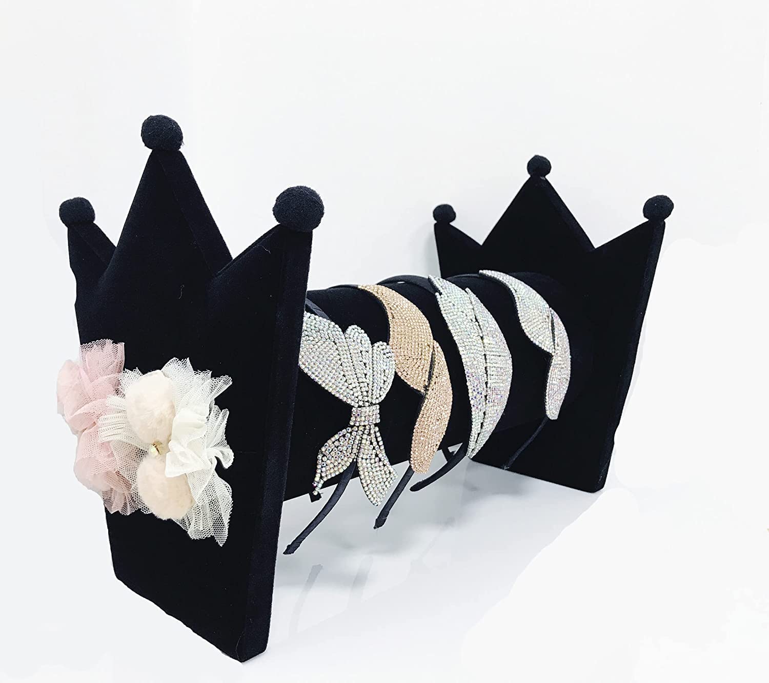 Love de La Vie Hair Clip Band Headband Holder Display Stand Rack Organizer, Velvet Black