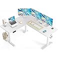 Cubiker 63" L-Shaped Standing Desk - Adjustable Corner Standing Desk L Shape, L-Shaped Adjustable Desk with Splice Board, L Shape Standing Desk, White