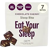GEM Sleep Aid, Nighttime Bite, 7 Pack, Melatonin Free, L-Theanine, Magnesium, Valerian Root Extract | Vegan and Gluten Free | Earthy Chocolate Cherry, Trial Size