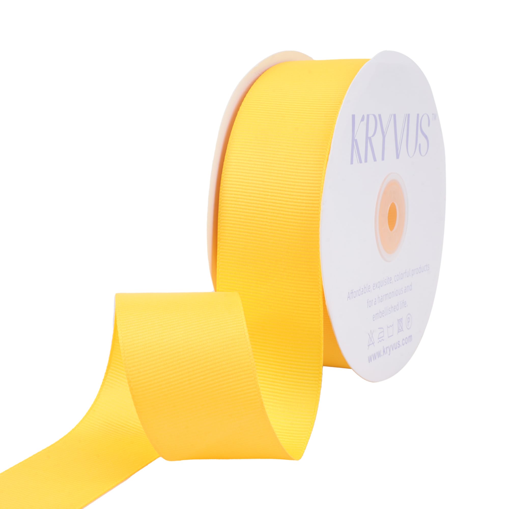 Kryvus Grosgrain Ribbon, Maize Yellow Ribbon 38mm x Continuous 45 Metres, Maize Yellow Grosgrain Ribbons Perfect for Gift Wrapping, Crafts, Sewing, Wedding Decor, DIY Hair Accessories and More
