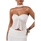 Floerns Women's Cut Out Twist Front Tank Top Sleeveless Sheer Date Night Halter Tops