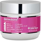 All In One Super Anti-Aging Cream for Face with Retinol, Vitamin C, Stem Cells, Vitamin E, CoQ10, Collagen, Hyaluronic Acid, DMAE, Peptides, Niacinamide for More Youthful Looking Skin 2oz