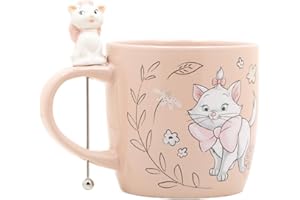 Disney Aristocats Marie Stirrer Mug Kitchen Accessories | Cute Ceramic Housewarming Gifts For Men And Women And Kids | Official Licensee | 1 Set