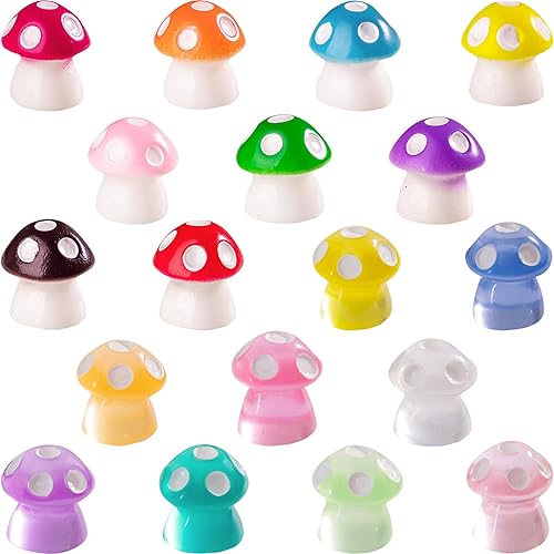 Cute Mushroom Car Dashboard Decor, Feihuaer 18 Pcs Mini Mushroom Accessories Funny Automotive Interior Decoration for Car Rearview Mirror and Ornament for Home Garden Office Desk (Colorful)