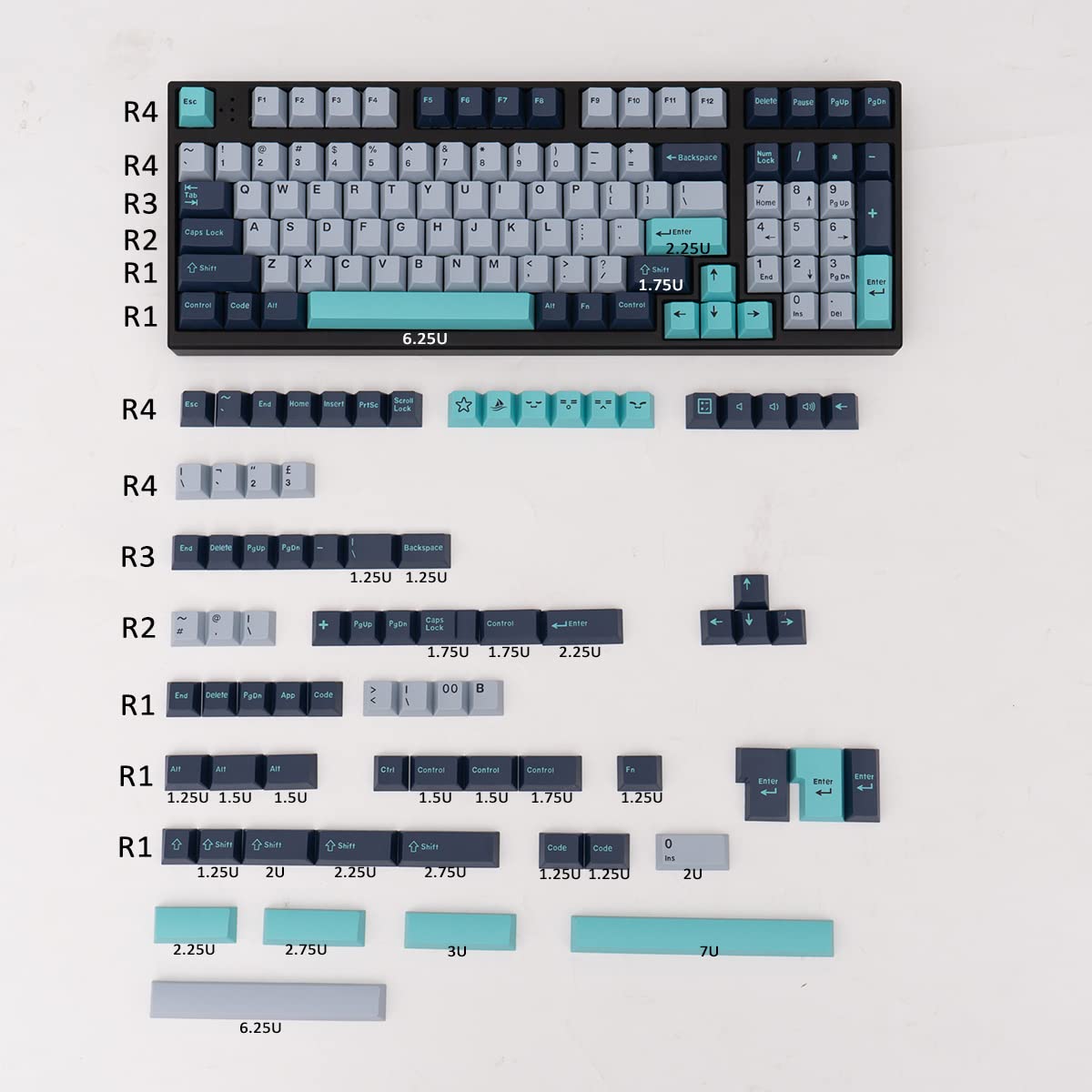 mintcaps 173 Keys Hammerhead Shark Keycaps Set
