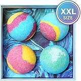 Aprilis Bath Bombs Gift Set, 5.5 Oz Luxurious Bath Bomb Kit with Essential Oils, Lush Spa Floating Fizzies, Rich and Colorful Bubbles, Pack of 4