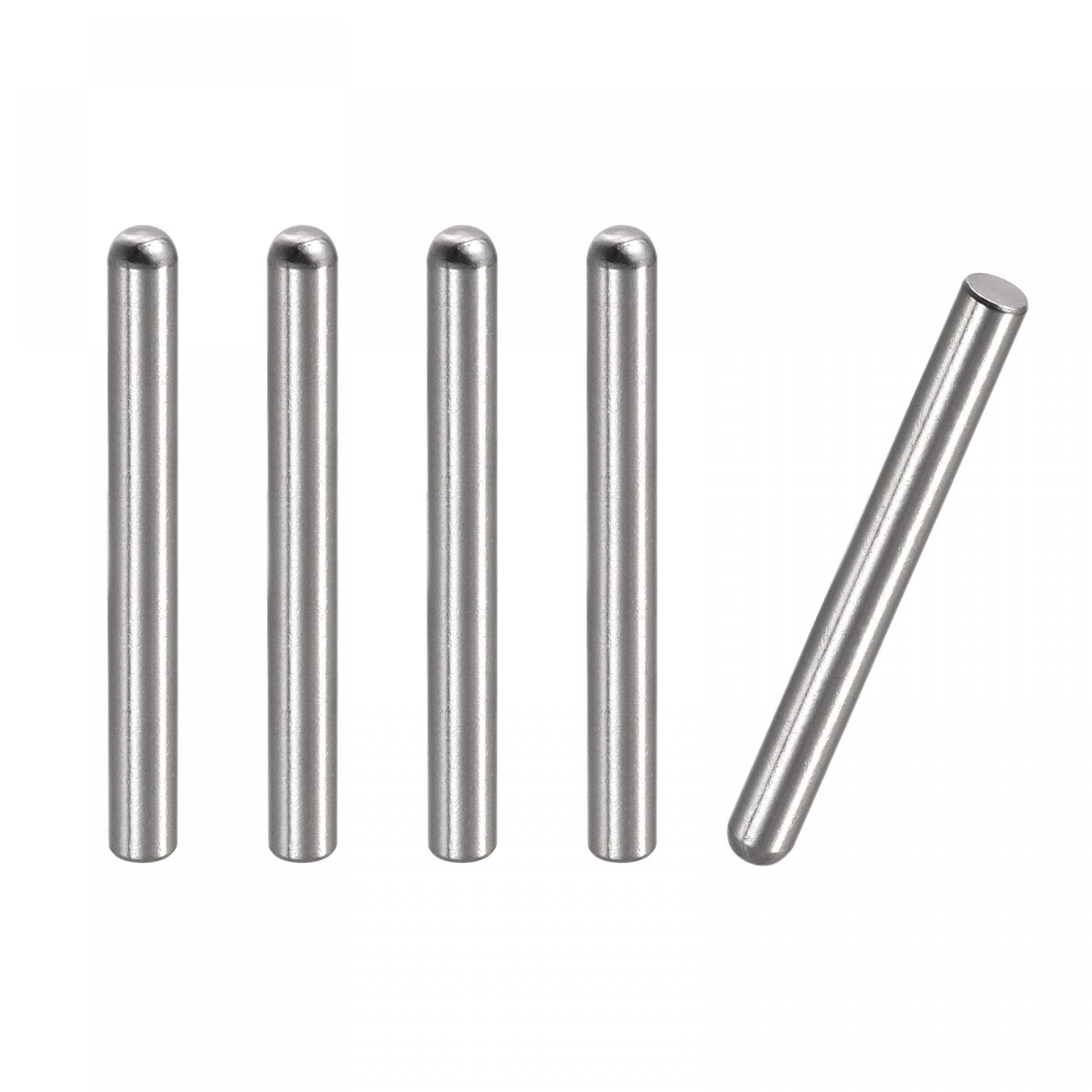 TOP-VIGOR 5Pcs 5mm x 50mm Dowel Pins, 304 Stainless Steel Round Head Flat Chamfered End Shelf Pegs Support Fasten Elements Silver Tone — image 1
