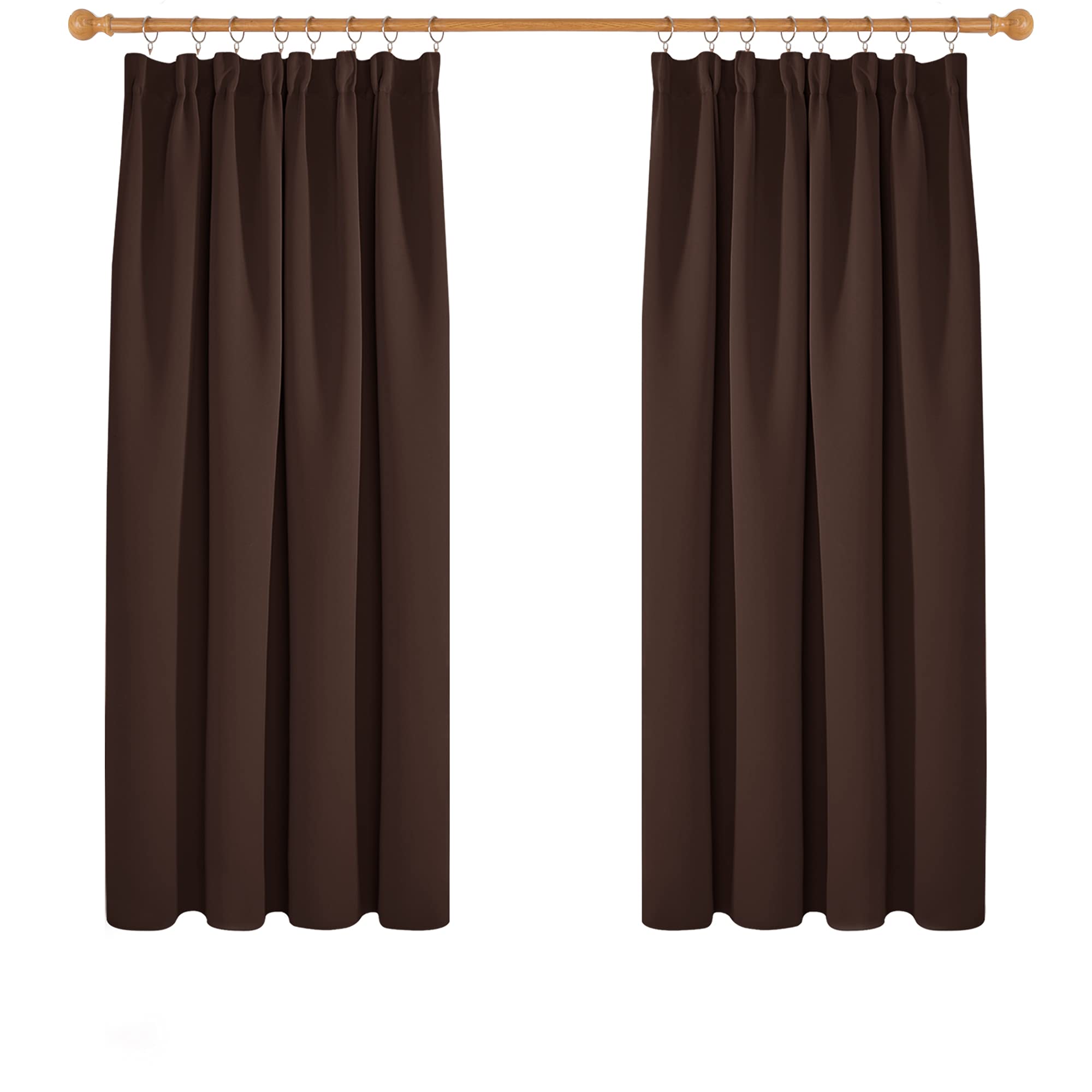 Deconovo Solid Curtains Thermal Insulated Tape Top Blackout Curtains for Boys Room 66 x 54 Chocolate One Pair