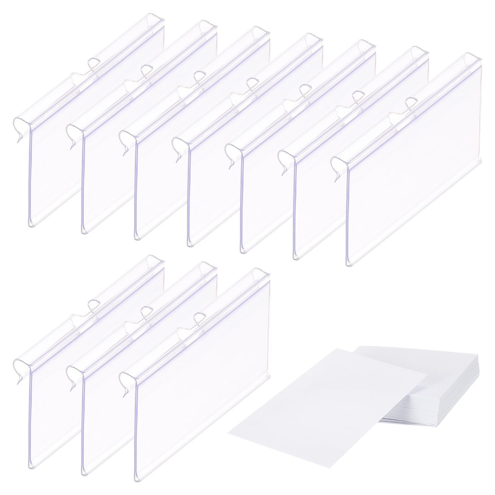 PATIKIL 50 Pcs Wire Shelf Label Holder, Plastic Storage Bins Clip Merchandise Sign Display Holder Label Holders for Market, Retail Shop, and Pantry(1.65x2.36 inch)