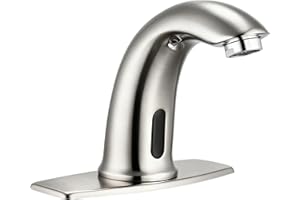 AOLIHAN Touchless Bathroom Sink Faucet Automatic Motion Sensor Commercial Bathroom Faucet with Deck Plate,1 Hole or 3 Hole Solid Brass Faucet,AC/DC Powered,Hot Cold Mixer,Brushed Nickel