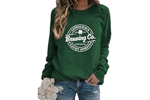 Dahuiya Irish Lucky St Patricks Day Sweatshirts Womens Vintage Leprechaun Graphic Tees
