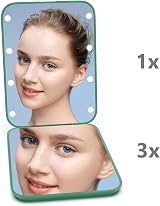 Kintion Pocket Mirror 1X/3X LED Compact Travel Two-Sided Green view 2
