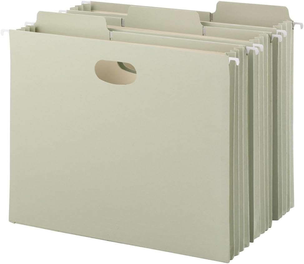 Smead FasTab Hanging File Pocket, 1/3-Cut Built-in Tab, 3-1/2" Expansion, Letter Size, Moss, 3 per Pack (64293) : Hanging File Folders : Office Products