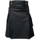 Tartanista Mens Tactical Combat Utility Kilt With Pockets Plain Black 34