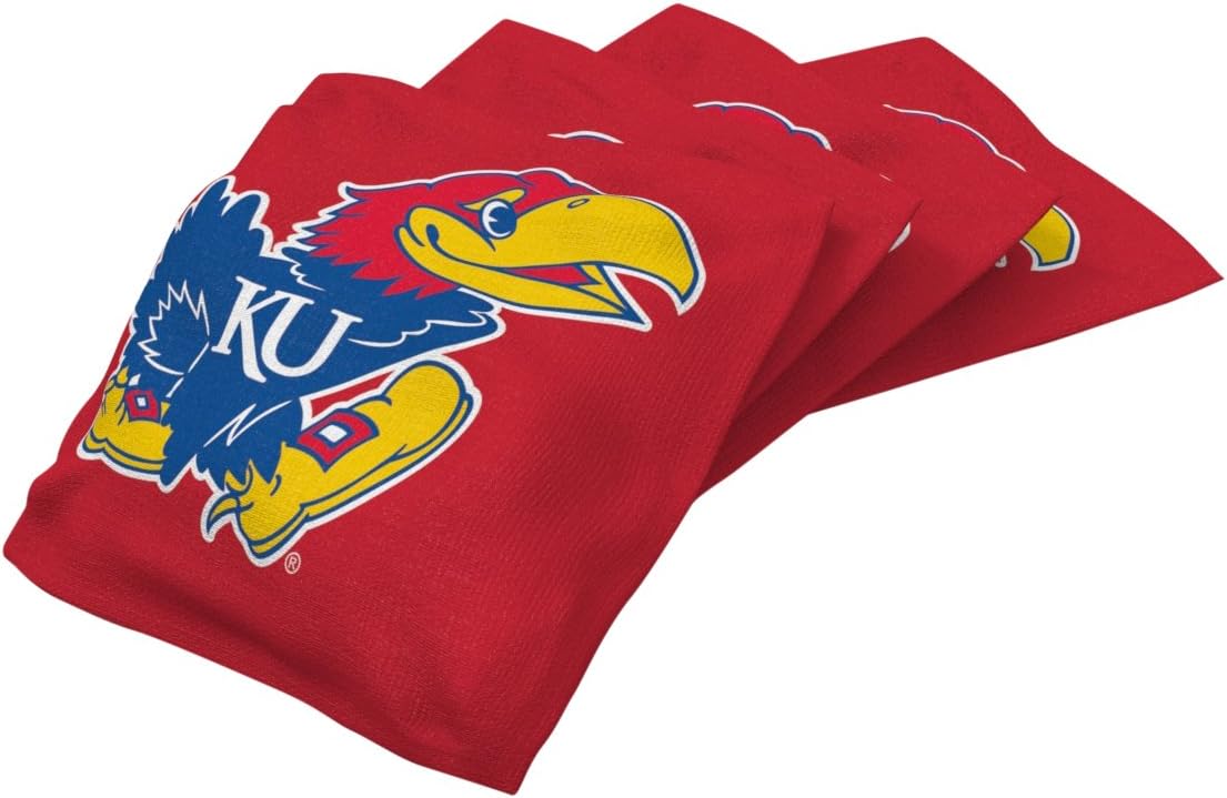 Wild Sports NCAA College Kansas Jayhawks Red Authentic Cornhole Bean Bag Set (4 Pack) : Sports & Outdoors