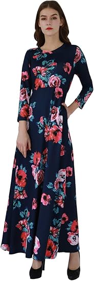 Yming レディース 花柄 ロングドレス 半袖 エンパイアスタイル フルレングスドレス Us サイズ Xx Large カラー ブルー ワンピース チュニック 通販 Amazon