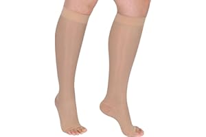 GODORIO Sheer Compression Stockings for Women, 15-20 mmHg Knee High Circulation Support Stockings, Graduated Medical Compression Socks for Travel, Flight