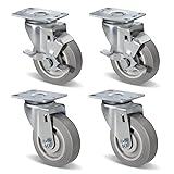 NINOSO 4" Caster Wheels, Rubber Casters Set of 4
