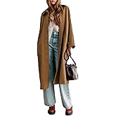 YEXPINE Women's Oversized Trench Coat Single Breasted Windproof Overcoat Classic Button Down Long Jacket