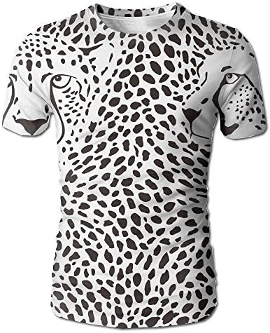JeanCo Men's Animal Skin Pattern Background Blended Over Two Leopard Heads Abstract Artwork Classic T-shirts White XXL