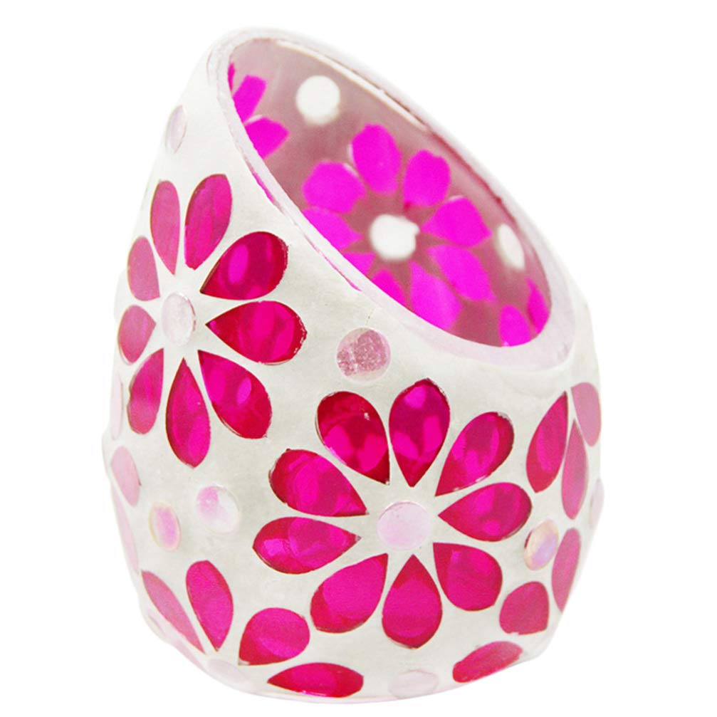 Amosfun Glass Candle Holder Oblique Glass Votive Candle Stand Tealight Candle Holder For Halloween Wedding Decor (Rosy)