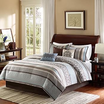 Amazon.com: Legacy Decor 8 Pieces Blue Beige Brown Luxury