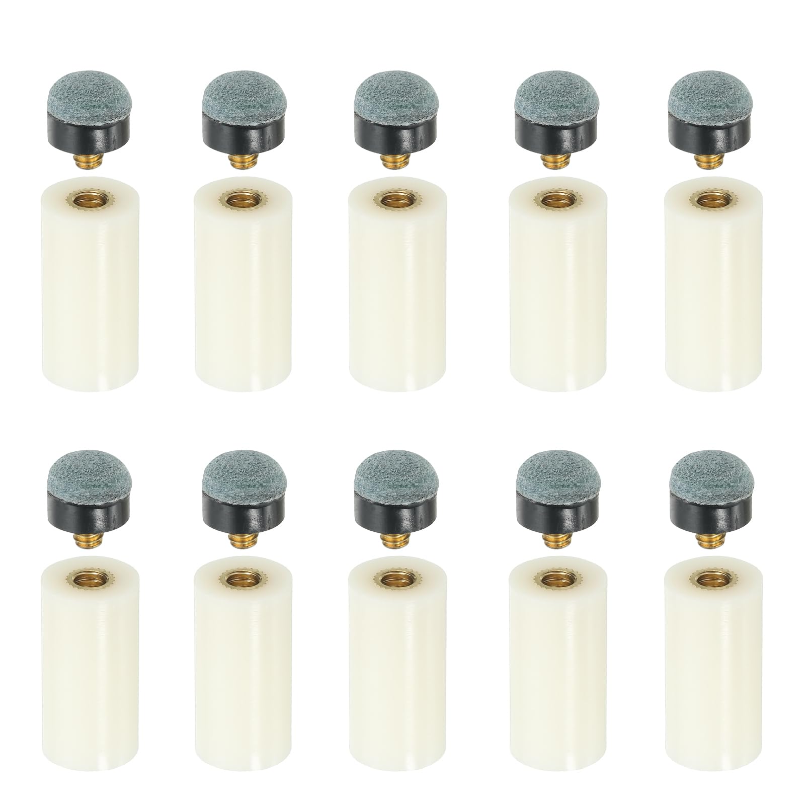 PATIKIL 13mm Dia Screw-on Pool Cue Tips, 10 Set Snooker Billiard Cue Stick Tips Replacement with Pool Cue Ferrules, Grey