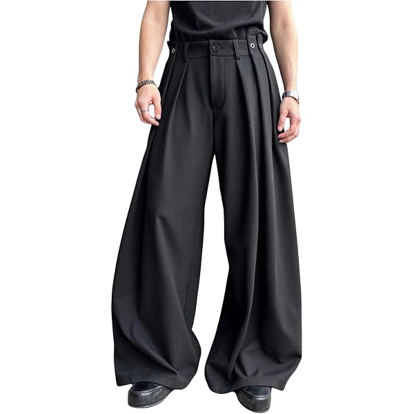 Verdusa Men's Baggy Wide Leg Dress Pants Pleated Loose Work