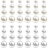24 Pair Pearl Earrings Set for Women, 4 Mixed Sizes Simulated Pearl Earrings for Women, Round Ball Pearls Stud Set for Bridal, Wedding, Birthday, Christmas