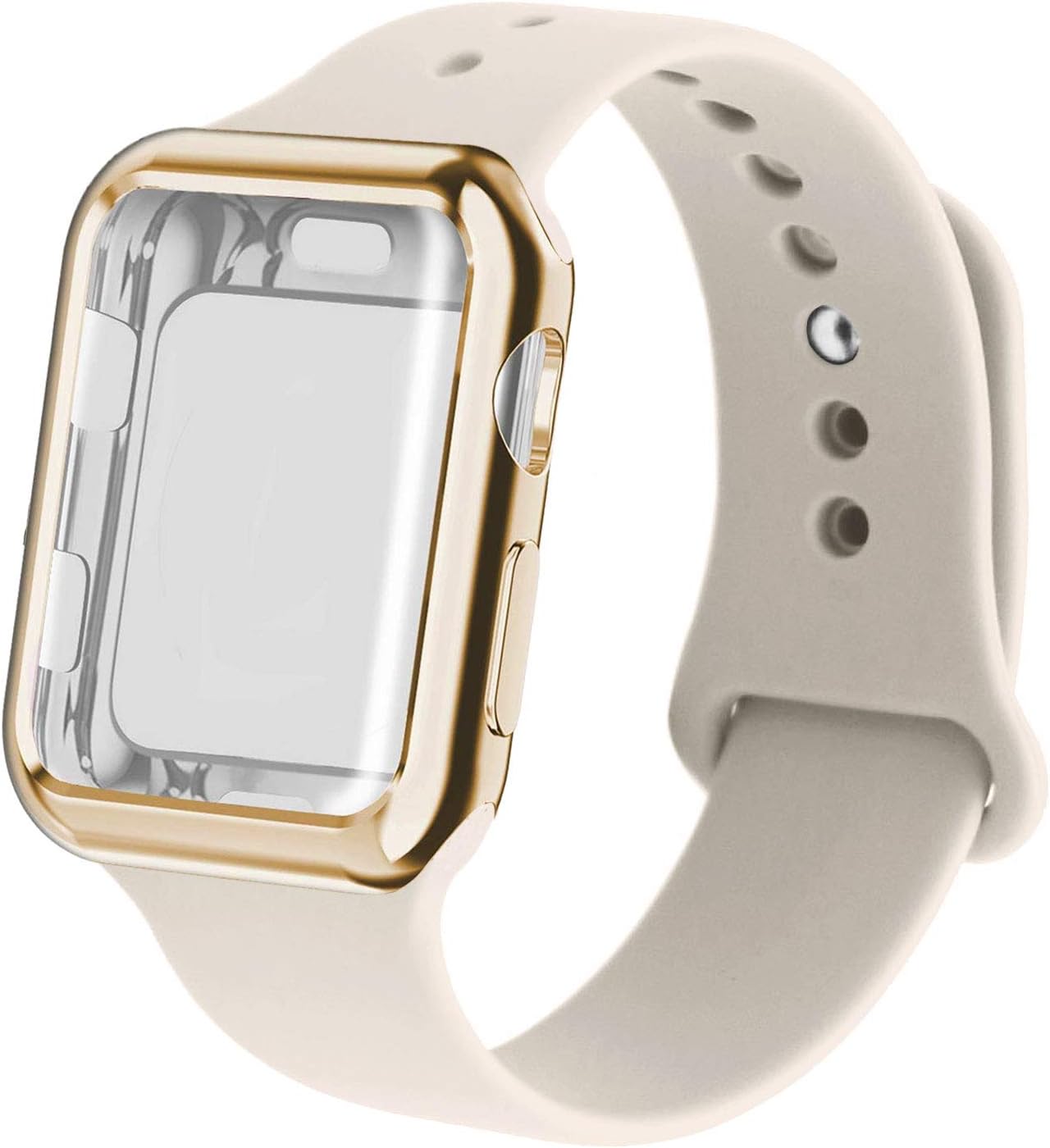Smartwatch Band with Case Compatiable for Apple Watch Band, Silicone Sport Band and TPU Case for Series 5/4/3/2/1