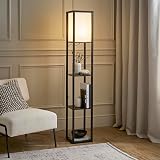 MiniSun Black Wooden Floor Lamp with Shelves 159cm 10W Bulb Included view 5