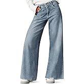 Cicy Bell Women's Wide Leg Jeans Casual High Waisted Distressed Frayed Hem Loose Trendy Baggy Denim Pants with Pockets