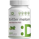 Bitter Melon with Berberine Supplement 15,000mg Per Serving, 300 Capsules | 15:1 Wild Bitter Melon Fruit Extract & Berberine HCL | Third Party Tested | Plant Based, Non-GMO