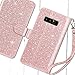 UrbanDrama Note 8 Case, Galaxy Note 8 Wallet Case, Glitter Sparkly PU Leather Flip Cover Kickstand Credit Card Slot Cash Holder Protective Case for Samsung Galaxy Note 8, Rose Gold