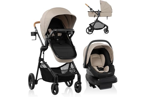 Evenflo Pivot NXT Travel System with LiteMax NXT Infant Car Seat (Latte Tan)