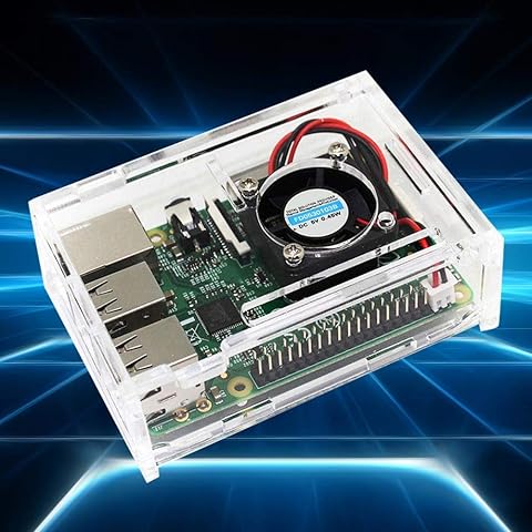 Caja acrílica para Raspberry Pi 3B +, 3B, 2B + para Raspberry Pi 3 Modelo B con un puerto de cableado y una hebilla