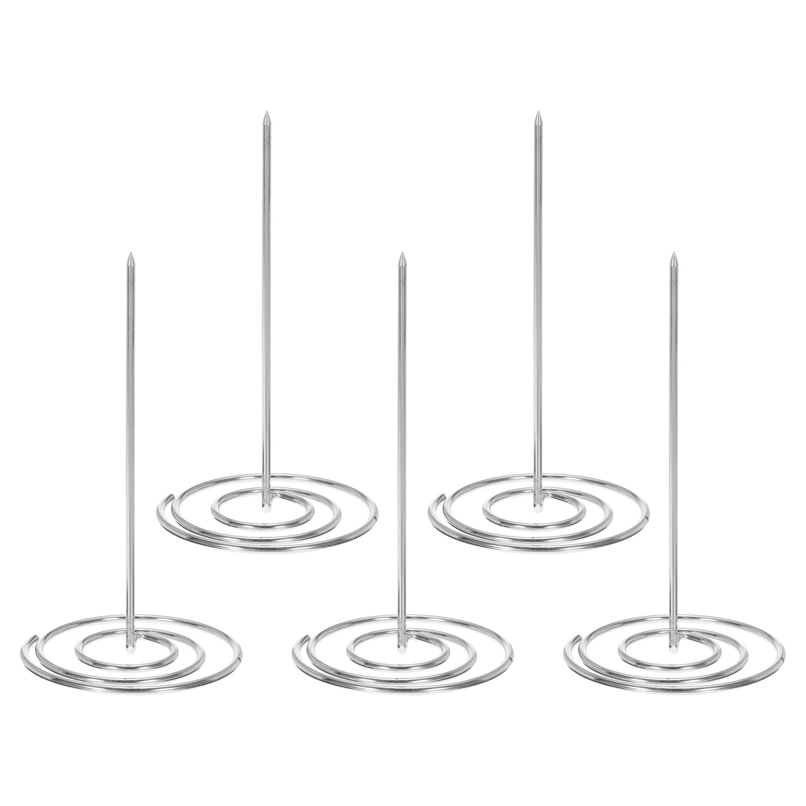 PATIKIL Desk Receipt Holder Spike, 5 Pack Paper Receipt Holder Ticket Spindle Straight Rod Stand Bill Fork for Restaurant Invoice Bill, Silver