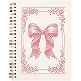 ULEGIE Pink Bow Coquette Notebook Journal, Preppy Notebook, Girly Notebook, Pink Aesthetic Notebook, Pink Desk Accessories for Women, Preppy Office Supplies, Hardcover Spiral Notebook 5.5x8.3